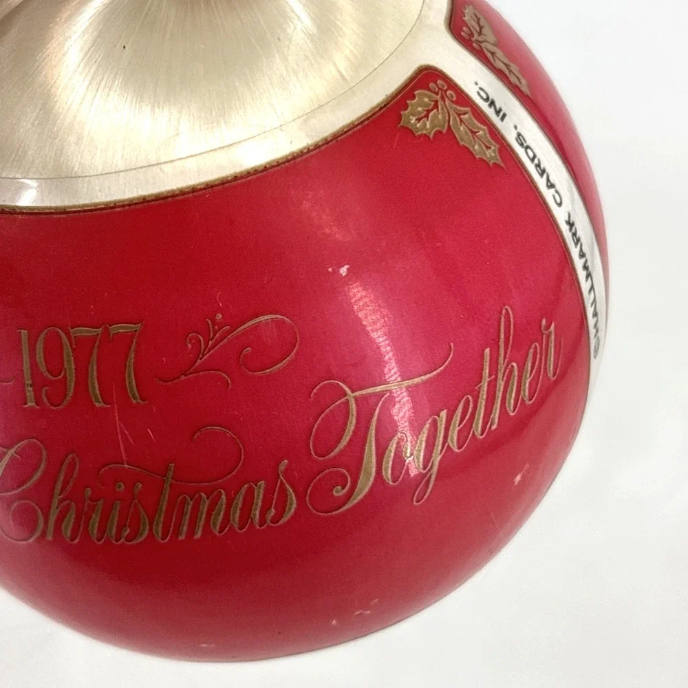 Hallmark 1977 Our First Christmas Together Satin Bulb Ornament Cardinals Red